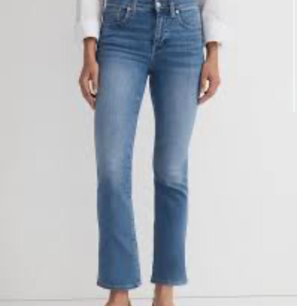 Madewell Kick Out Jeans Women’s 28 Blue High Rise Cropped Flare Stretch Denim